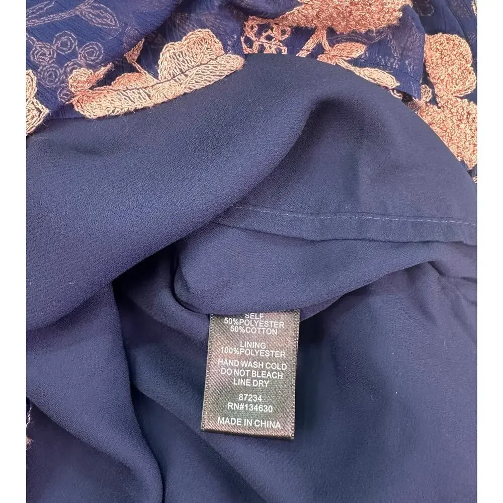 NWOT Anthropologie Sunday in Brooklyn Navy Pink Embroidered Floral Blouse Size S - Picture 11 of 11